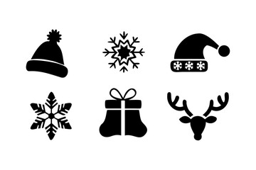 Christmas icons with reindeer and snowflakes