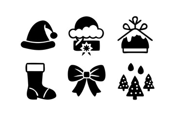 Christmas icon set silhouette for decoration