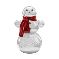 Crystal snowman with red scarf on transparent background