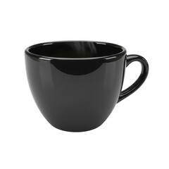 Elegant black coffee cup for hot beverage and morning refreshment