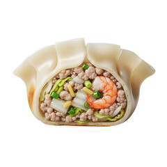 Dumpling with shrimp on transparent background