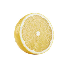 Fresh lemon slice on transparent background