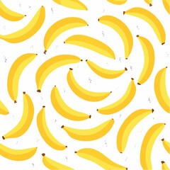 Cartoon Illustration of Ripe Yellow Bananas Seamless Pattern.