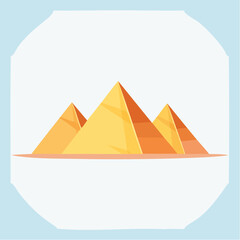 Cartoon Illustration of the Great Pyramids of Giza Egypt.