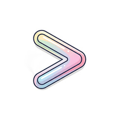 Cartoon-style right arrow in pastel colors, outlined in black, with a slight drop shadow. Isolated on a transparent background