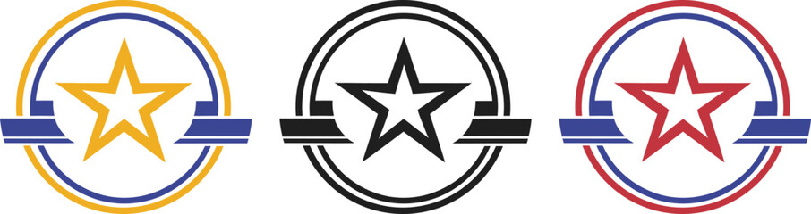 unique Gold star badge icon silhouette