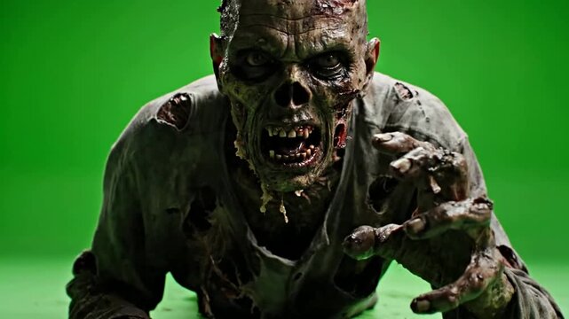 Crawling Zombie Reaching Out - Creepy, Dramatic Halloween Stock Footage
