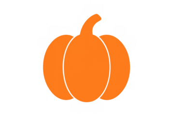 Orange pumpkin icon representing halloween, autumn, and harvest. Simple graphic asset with transparent background