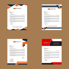 Modern Letterhead Design in a Bundle of Four. Elegant Template Display for Promotion.