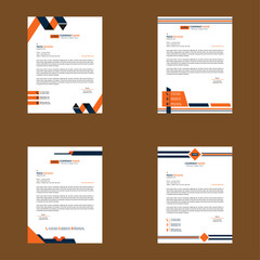 Modern Letterhead Design in a Bundle of Four. Elegant Layout Display for Promotion.