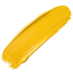 Yellow paint stroke on white background