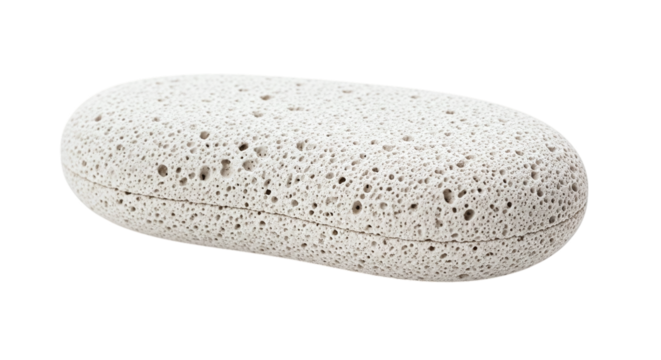 Pumice stone isolated on transparent background, a natural tool for exfoliating and removing dead skin, showcasing its porous texture and oval shape