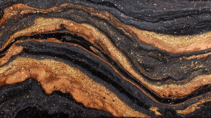 Elegant Black and Gold Swirl Pattern with Glitter Accents