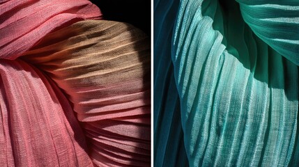Elegant Textures of Draped Fabric in Soft Pastel Tones and Light