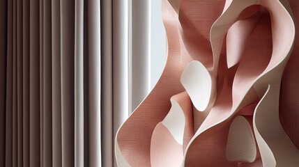 Elegant Abstract Textile Design Featuring Flowing Curves and Textures
