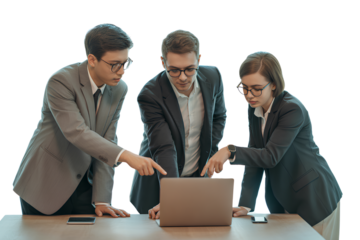 Team of Professionals Brainstorming Around Laptop