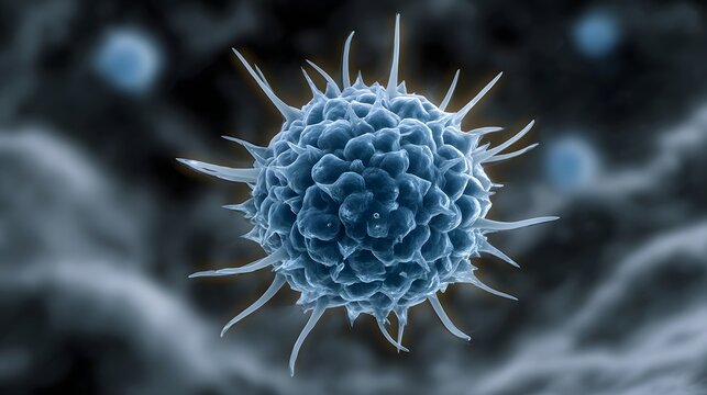 Detailed electron micrograph of a spiky virus particle highlighting its intricate structure