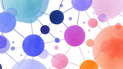 Network flat design top view theme information technology water color vivid.