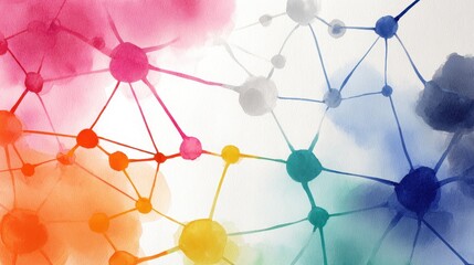 Network flat design top view theme information technology water color vivid.