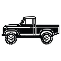 A black silhouette of a fall truck