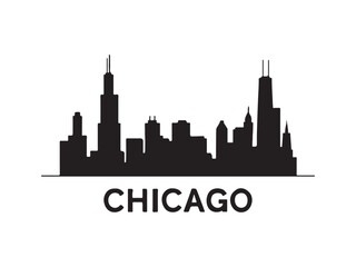 Fototapeta premium Cleveland Skyline Silhouette – Vector Cityscape Logo Design. Black and White Chicago City Skyline Illustration – Urban Silhouette Art.