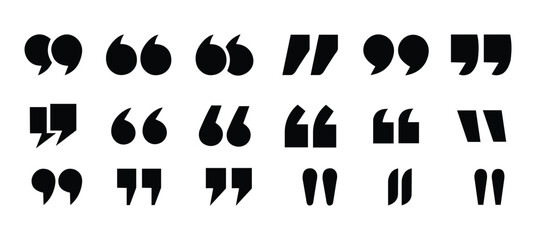 Set of quote mark icons isolated on white background.Quotation marks.Black quotes icon collection.