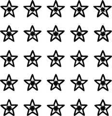 A simple pattern of black five pointed stars arranged in a grid