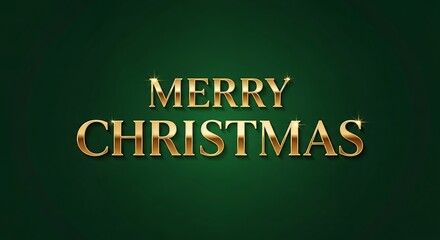 Obraz premium Elegant merry christmas message in gold lettering against a dark green background conveying holiday cheer and seasonal greetings for festive designs and cards