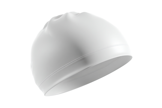 White, smooth, rounded swimming cap