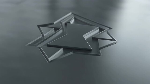 アルミニウムプレートに刻まれたシルバー幾何学シンボル クールな陰影の映像