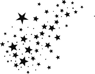 A scattering of black stars across a plain white background