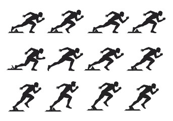 Silhouetted Sprinters Ready to Launch A Dynamic Visual Study