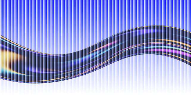 Abstract flowing ribbon of colors on a white ribbed background creates a serene and visually appealing composition