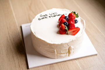 Beautiful and Delicious White Strawberry Cake
