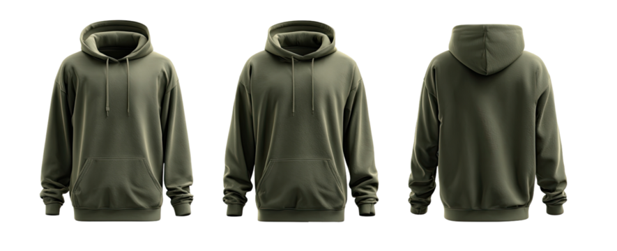 Khaki hoodie in three views
