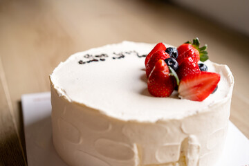 Beautiful and Delicious White Strawberry Cake