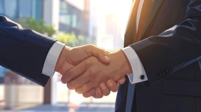 Business Deal Partnership: Animated Handshake Symbolizing Collaboration Agreement