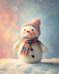 snowman on a blue background