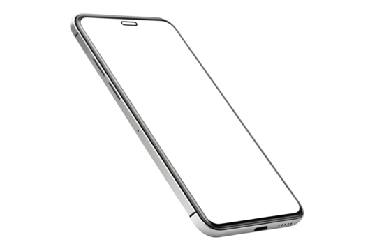 Sleek modern smartphone with blank screen isolated on a deep black background - Powered by Adobe