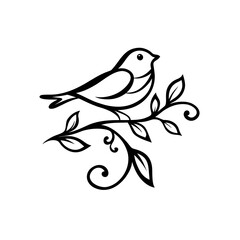 Small bird sitting on a leafy branch — symbol of serenity and garden life.