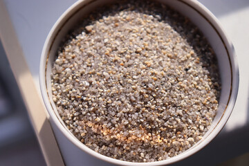 Quartz sand. Texture of quartz chips.