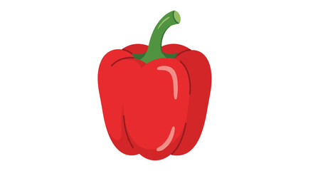 A vibrant red bell pepper with a green stem, depicted as a fresh and healthy vegetable illustration on a white background.
