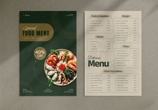 Restaurant Food Menu Layout
