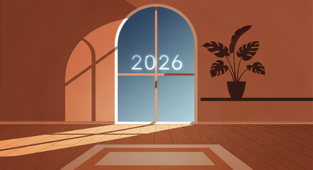 Wooden frame door entrance to the mosque, opening to the sea under a clear sky