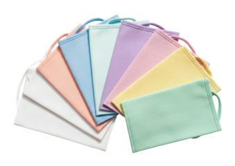 Assortment of colorful dental bibs transparent background cutout png