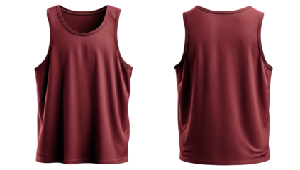 Burgundy tank top, front & back views