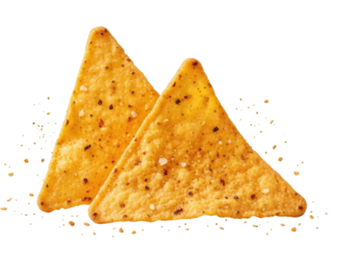 Two tortilla chips with seasoning transparent background cutout png