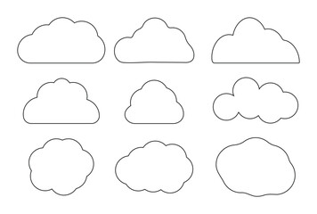 Cloud Outlines Set, Minimal Vector Shapes & Sky Icons, Cloud Icon 