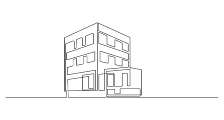 Continuous Line Drawing of a Modern City Building,continuous line drawing of corporate company building.Modern architecture building. Continuous line drawing of commercial building vector 