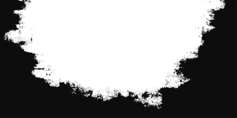 Abstract vintage floral silhouette vector design border with black ink grunge paint texture and splatter